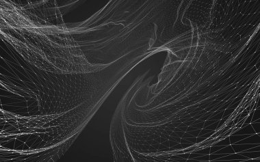 Çokgen alanı düşük Poli koyu arka plan, 3d render