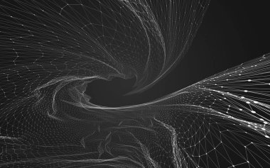 Çokgen alanı düşük Poli koyu arka plan, 3d render