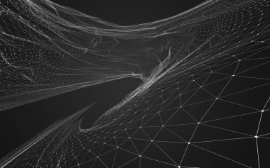 Çokgen alanı düşük Poli koyu arka plan, 3d render