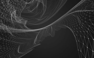 Çokgen alanı düşük Poli koyu arka plan, 3d render