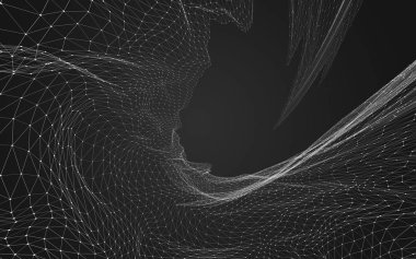 Çokgen alanı düşük Poli koyu arka plan, 3d render