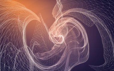 Çokgen alanı düşük Poli koyu arka plan, 3d render