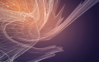 Çokgen alanı düşük Poli koyu arka plan, 3d render