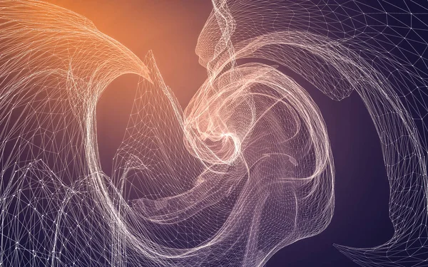 Çokgen alanı düşük Poli koyu arka plan, 3d render