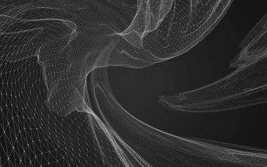 Çokgen alanı düşük Poli koyu arka plan, 3d render