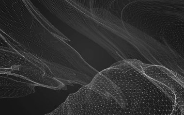 Çokgen alanı düşük Poli koyu arka plan, 3d render