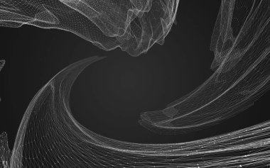 Çokgen alanı düşük Poli koyu arka plan, 3d render