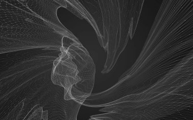 Çokgen alanı düşük Poli koyu arka plan, 3d render