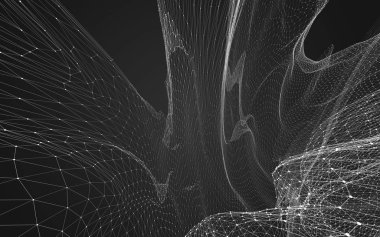 Çokgen alanı düşük Poli koyu arka plan, 3d render