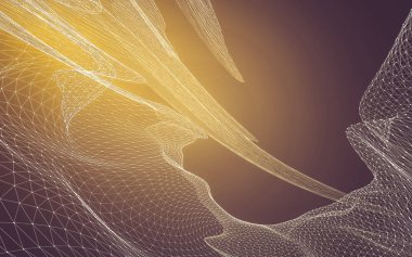 Çokgen alanı düşük Poli koyu arka plan, 3d render