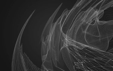 Çokgen alanı düşük Poli koyu arka plan, 3d render