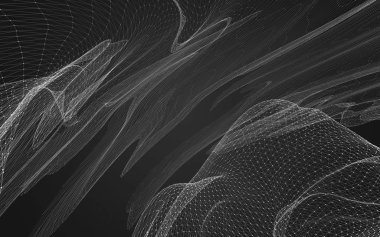 Çokgen alanı düşük Poli koyu arka plan, 3d render