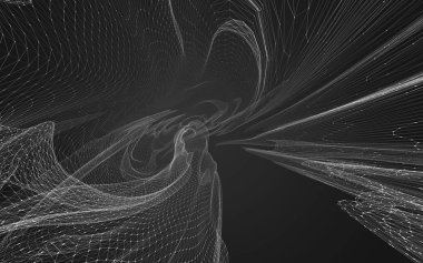 Çokgen alanı düşük Poli koyu arka plan, 3d render