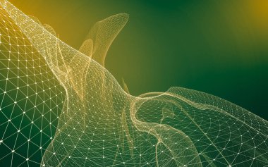 Çokgen alanı düşük Poli koyu arka plan, 3d render