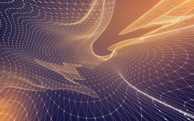 Çokgen alanı düşük Poli koyu arka plan, 3d render