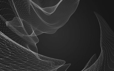 Çokgen alanı düşük Poli koyu arka plan, 3d render