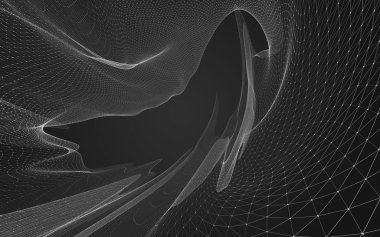 Çokgen alanı düşük Poli koyu arka plan, 3d render