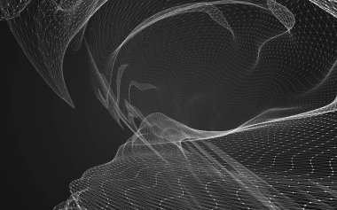 Çokgen alanı düşük Poli koyu arka plan, 3d render