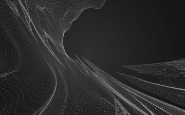 Çokgen alanı düşük Poli koyu arka plan, 3d render