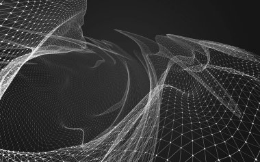 Çokgen alanı düşük Poli koyu arka plan, 3d render