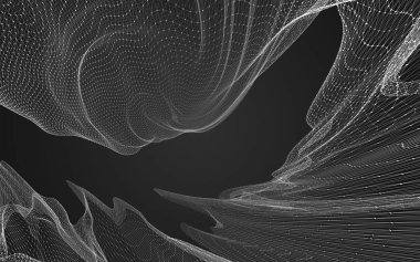 Çokgen alanı düşük Poli koyu arka plan, 3d render