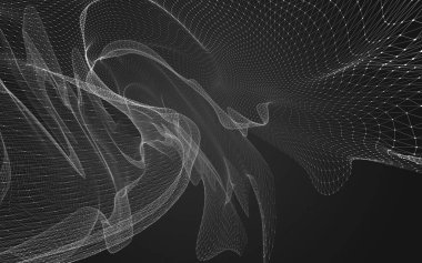 Çokgen alanı düşük Poli koyu arka plan, 3d render