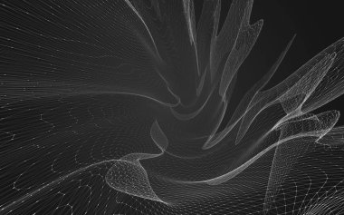 Çokgen alanı düşük Poli koyu arka plan, 3d render