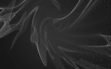 Çokgen alanı düşük Poli koyu arka plan, 3d render