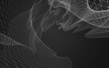 Çokgen alanı düşük Poli koyu arka plan, 3d render