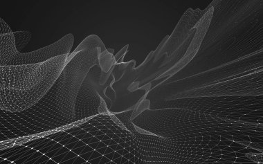 Çokgen alanı düşük Poli koyu arka plan, 3d render