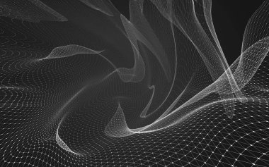 Çokgen alanı düşük Poli koyu arka plan, 3d render