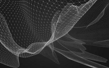 Çokgen alanı düşük Poli koyu arka plan, 3d render