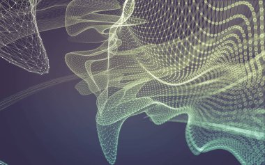 Çokgen alanı düşük Poli koyu arka plan, 3d render