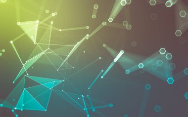 Çokgen alanı düşük Poli koyu arka plan, 3d render