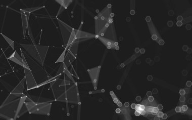 Çokgen alanı düşük Poli koyu arka plan, 3d render