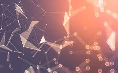 Çokgen alanı düşük Poli koyu arka plan, 3d render