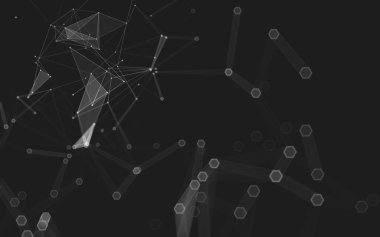 Çokgen alanı düşük Poli koyu arka plan, 3d render