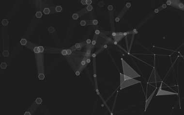 Çokgen alanı düşük Poli koyu arka plan, 3d render