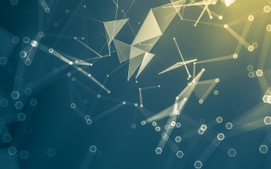 Çokgen alanı düşük Poli koyu arka plan, 3d render