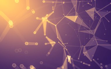 Çokgen alanı düşük Poli koyu arka plan, 3d render