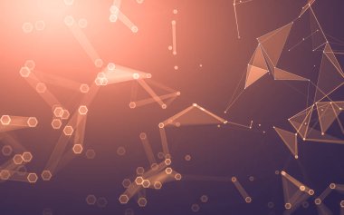 Çokgen alanı düşük Poli koyu arka plan, 3d render