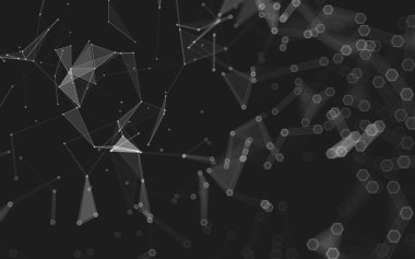 Çokgen alanı düşük Poli koyu arka plan, 3d render