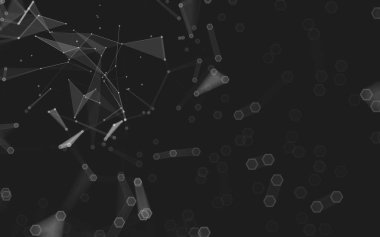 Çokgen alanı düşük Poli koyu arka plan, 3d render