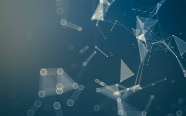 Çokgen alanı düşük Poli koyu arka plan, 3d render