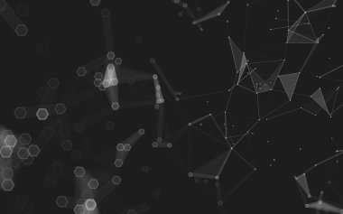 Çokgen alanı düşük Poli koyu arka plan, 3d render