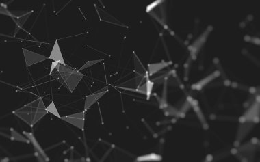 Çokgen alanı düşük Poli koyu arka plan, 3d render