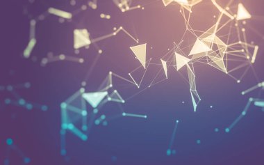 Çokgen alanı düşük Poli koyu arka plan, 3d render