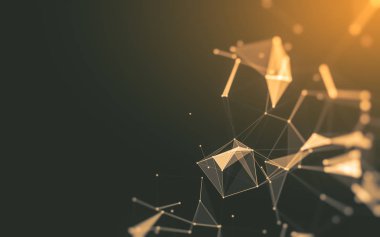 Çokgen alanı düşük Poli koyu arka plan, 3d render