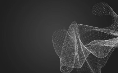 Çokgen alanı düşük Poli koyu arka plan, 3d render