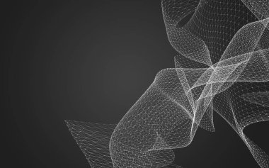 Çokgen alanı düşük Poli koyu arka plan, 3d render